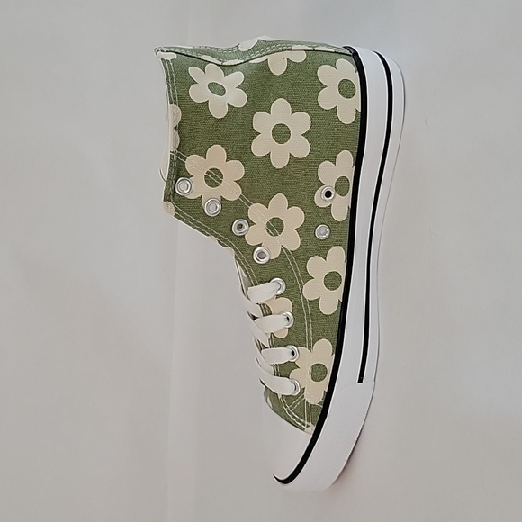 Classic Canvas Ankle Sneakers With Flower Print - Picture 7 of 8